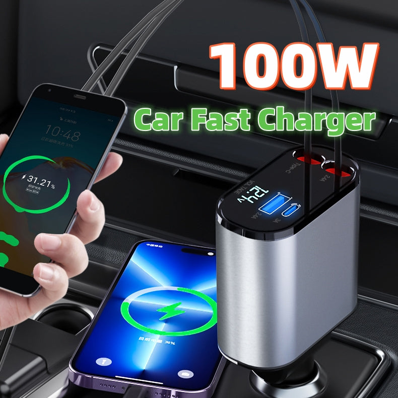 100W Metal Car Charger USB Type-C